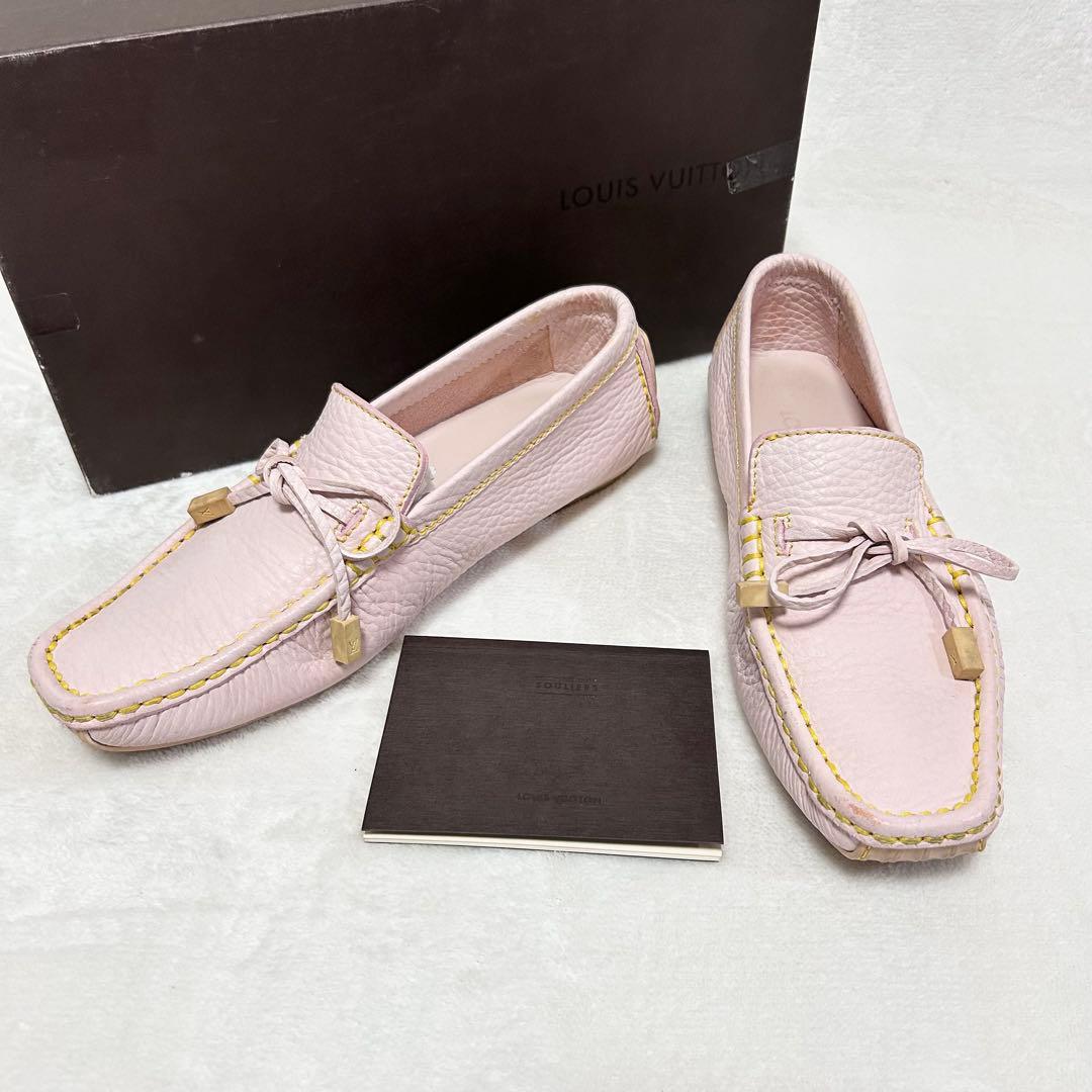 ルイ ヴィトン レザー ドライビングシューズ 37.5 ロゴリボン