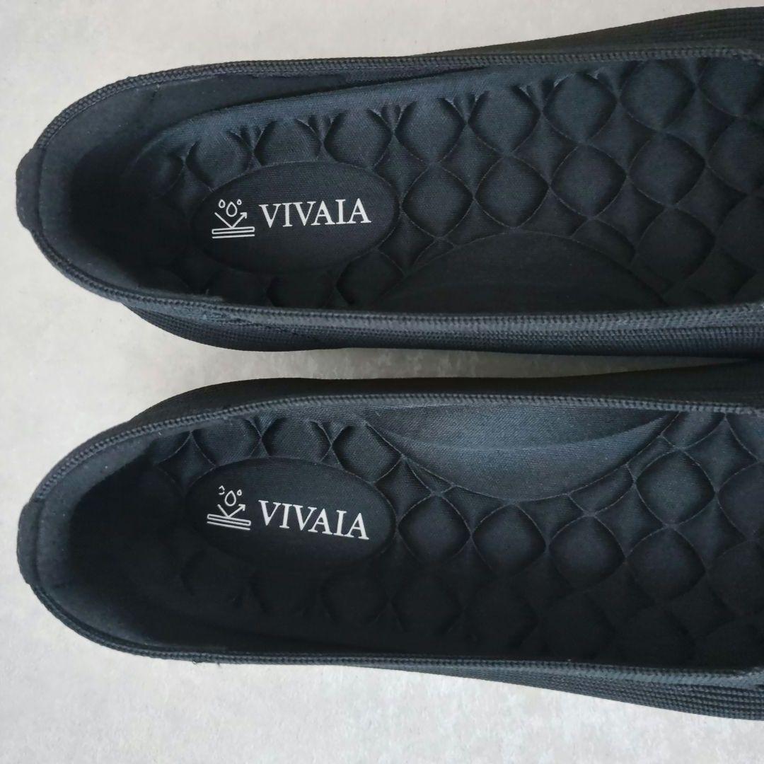 VIVAIA フラットシューズ　ニットパンプス スクエアトゥ 黒　ビバイア