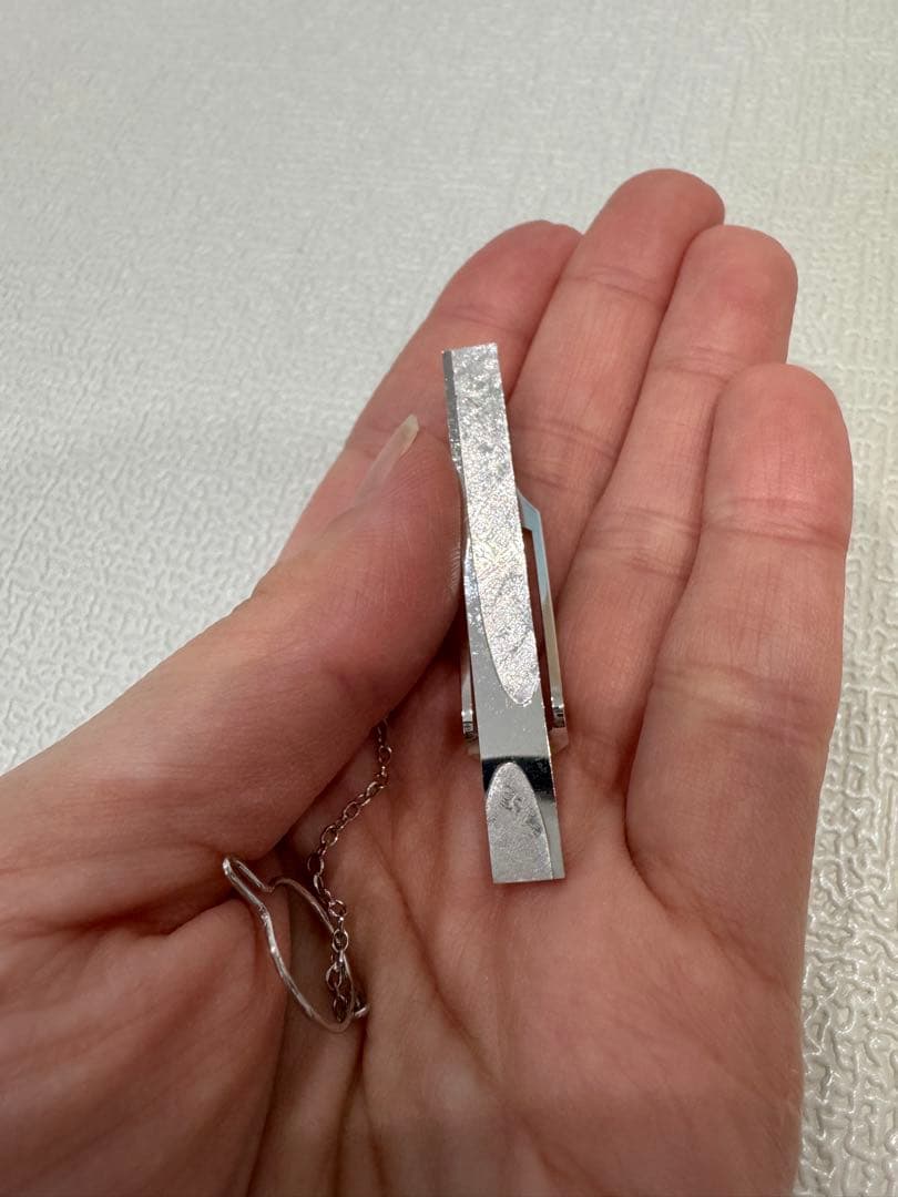 【希少・Pt900】プラチナ ネクタイピン チェーン付き メンズ フォーマル