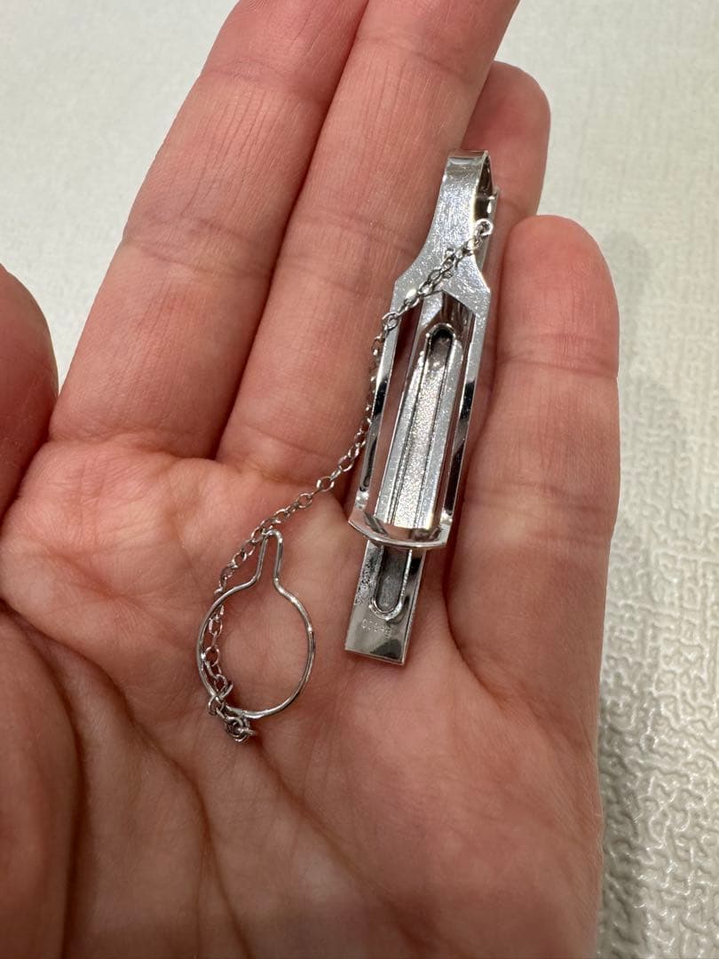 【希少・Pt900】プラチナ ネクタイピン チェーン付き メンズ フォーマル