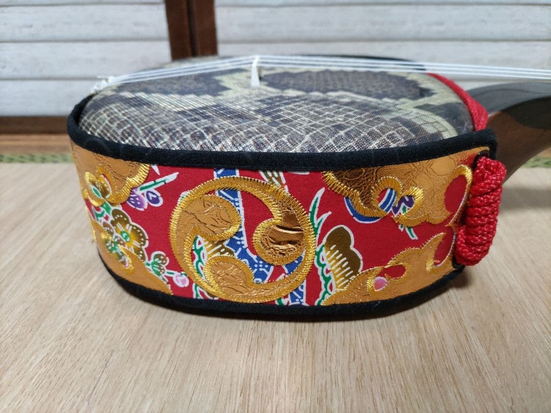 三線 練習用 沖縄 人工革 ヘビ柄