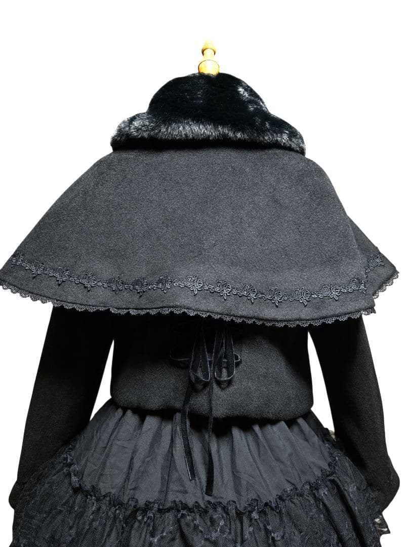 【美品】axes femme kawaii ケープ付ショートコート black