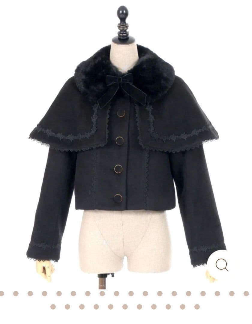 【美品】axes femme kawaii ケープ付ショートコート black