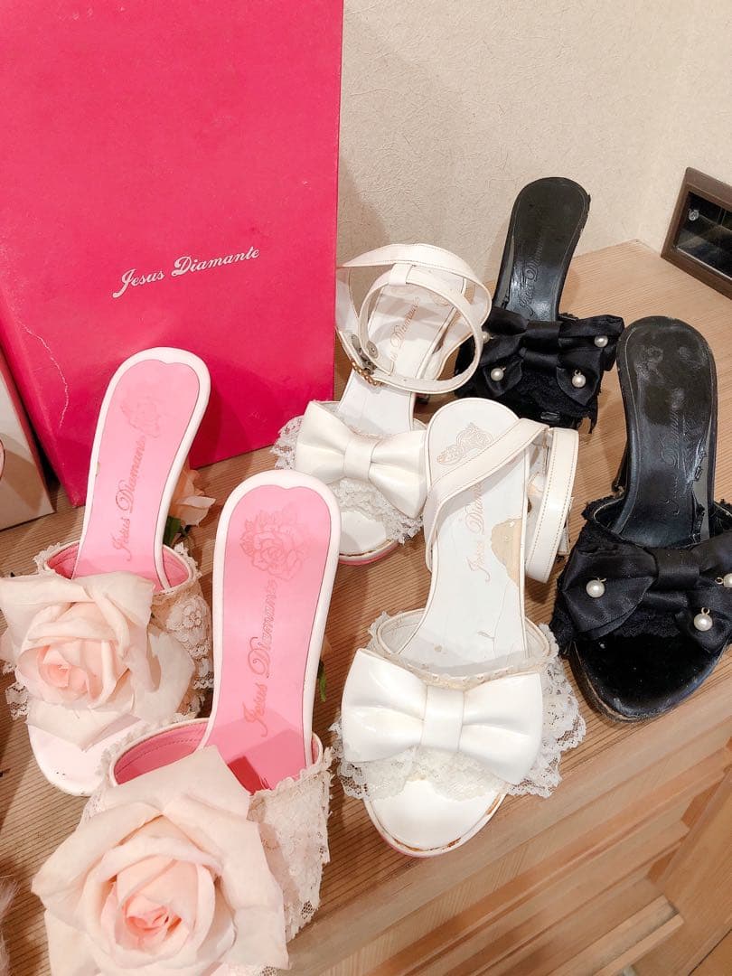 ジーザスディアマンテ 薔薇ミュール リボンミュール サンダル 姫