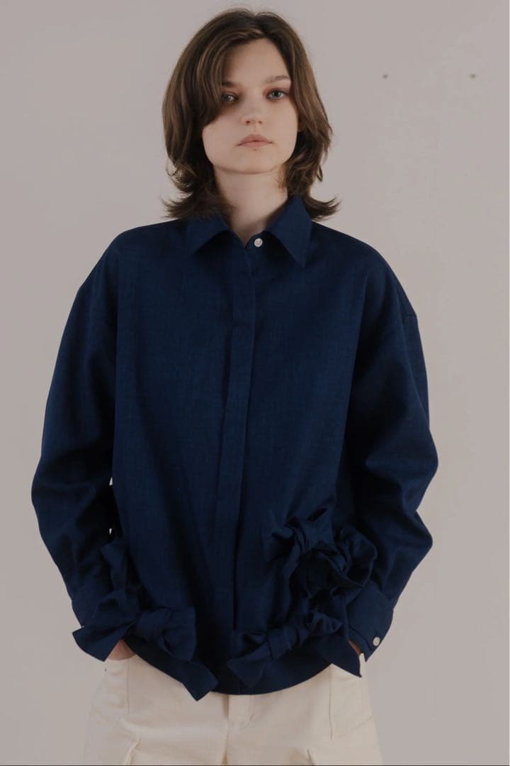 THETOE Kordela Twist Shirt ネイビー