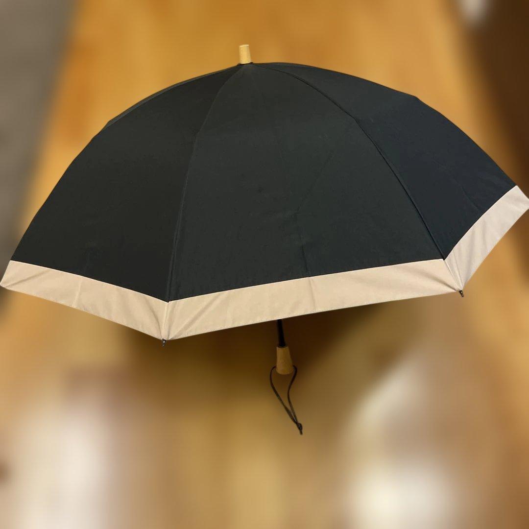 サンバリア100 黒×ピンクベージュ　2段折りたたみ日傘