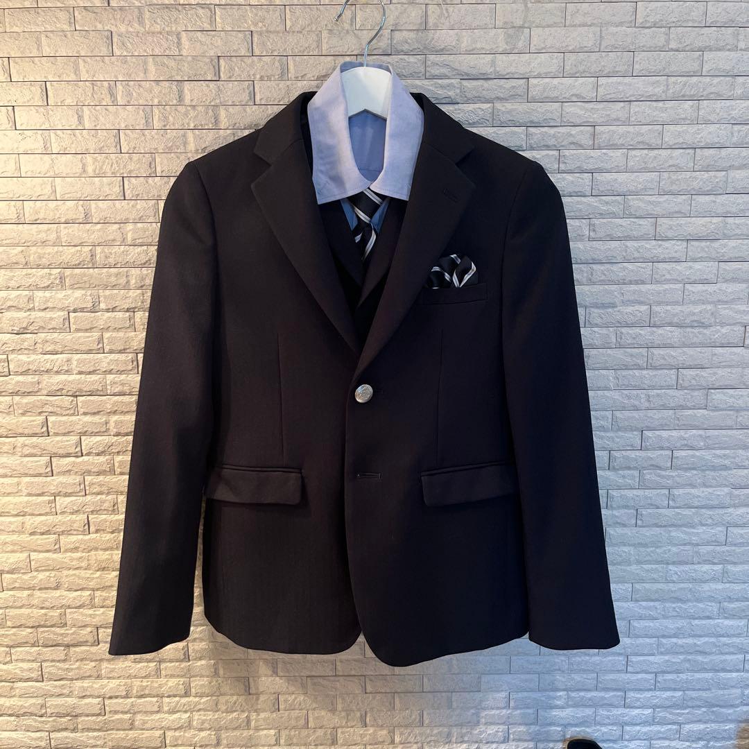 美品ワンダーファクトリー フォーマルスーツセット150 6点+蝶ネクタイ付