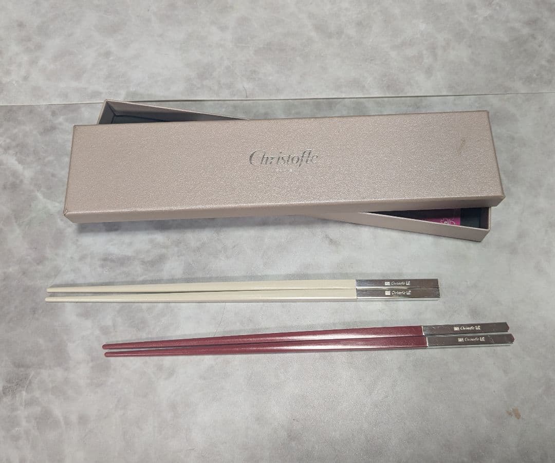 【美品✨】Christofle 箸セット 赤 白