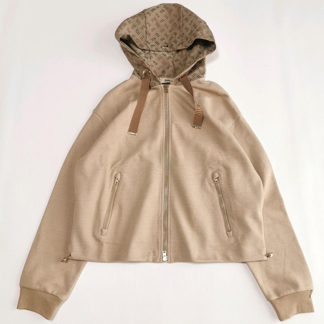 【美品✨】ヘルノ モノグラム フーデッドカーディガン キャメル 42