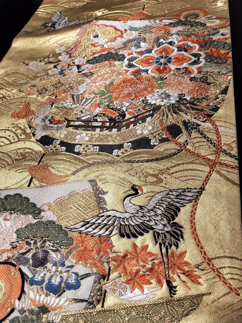 ローズピンクA666★逸品‼️本金箔‼️宝船‼️テーブルランナー2m7cm