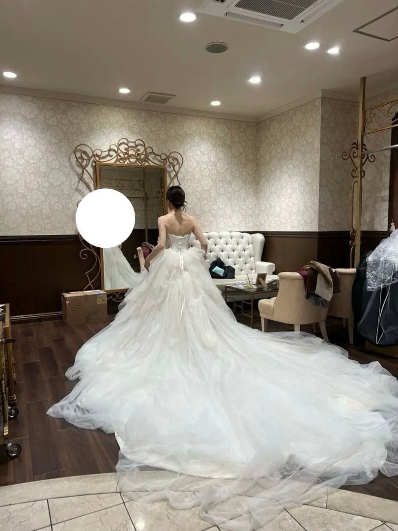 【美品】ウェディングドレス　白　前撮り　トレーン