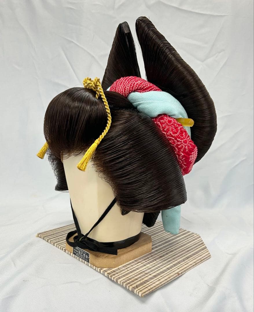 日本髪かつら　大衆演劇かつら　花魁　辰巳8号(中〜中大サイズ)自然色　かのこ付き