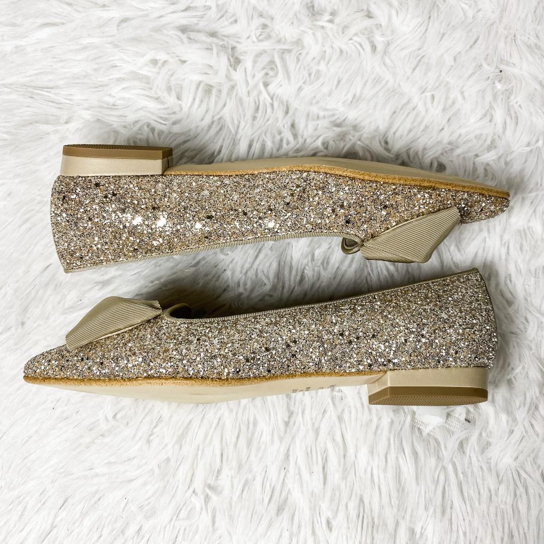 【未使用品】DIANA ダイアナ グログラン リボン グリッター パンプス 24