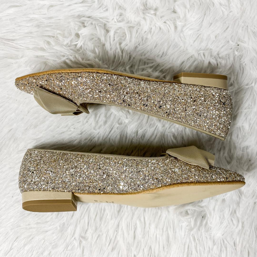 【未使用品】DIANA ダイアナ グログラン リボン グリッター パンプス 24