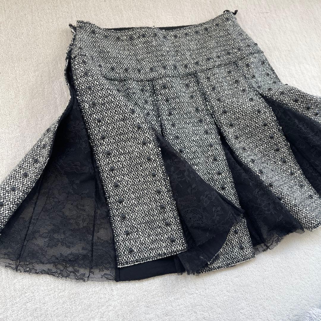 美品　VALENTINO プリーツスカート グレー/ブラック　38サイズ