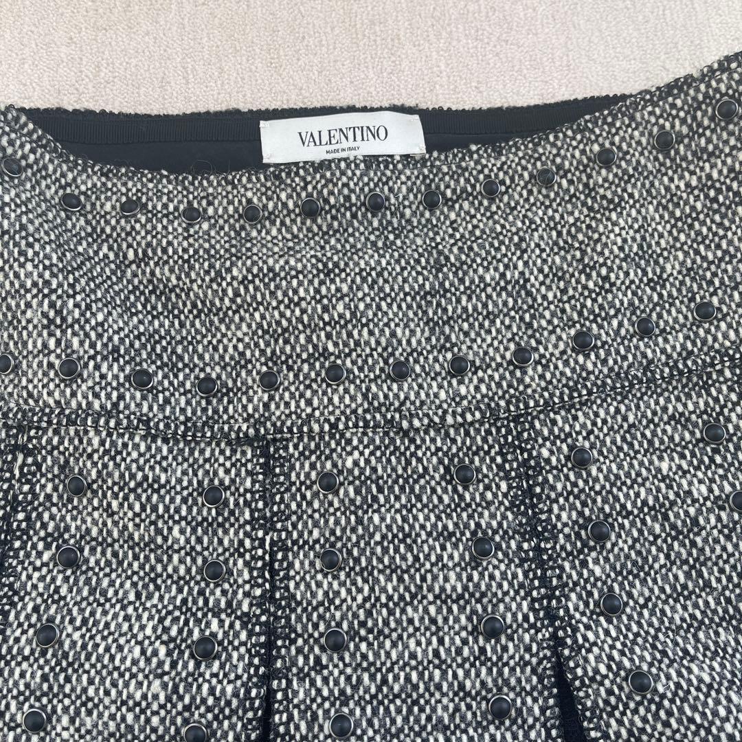 美品　VALENTINO プリーツスカート グレー/ブラック　38サイズ