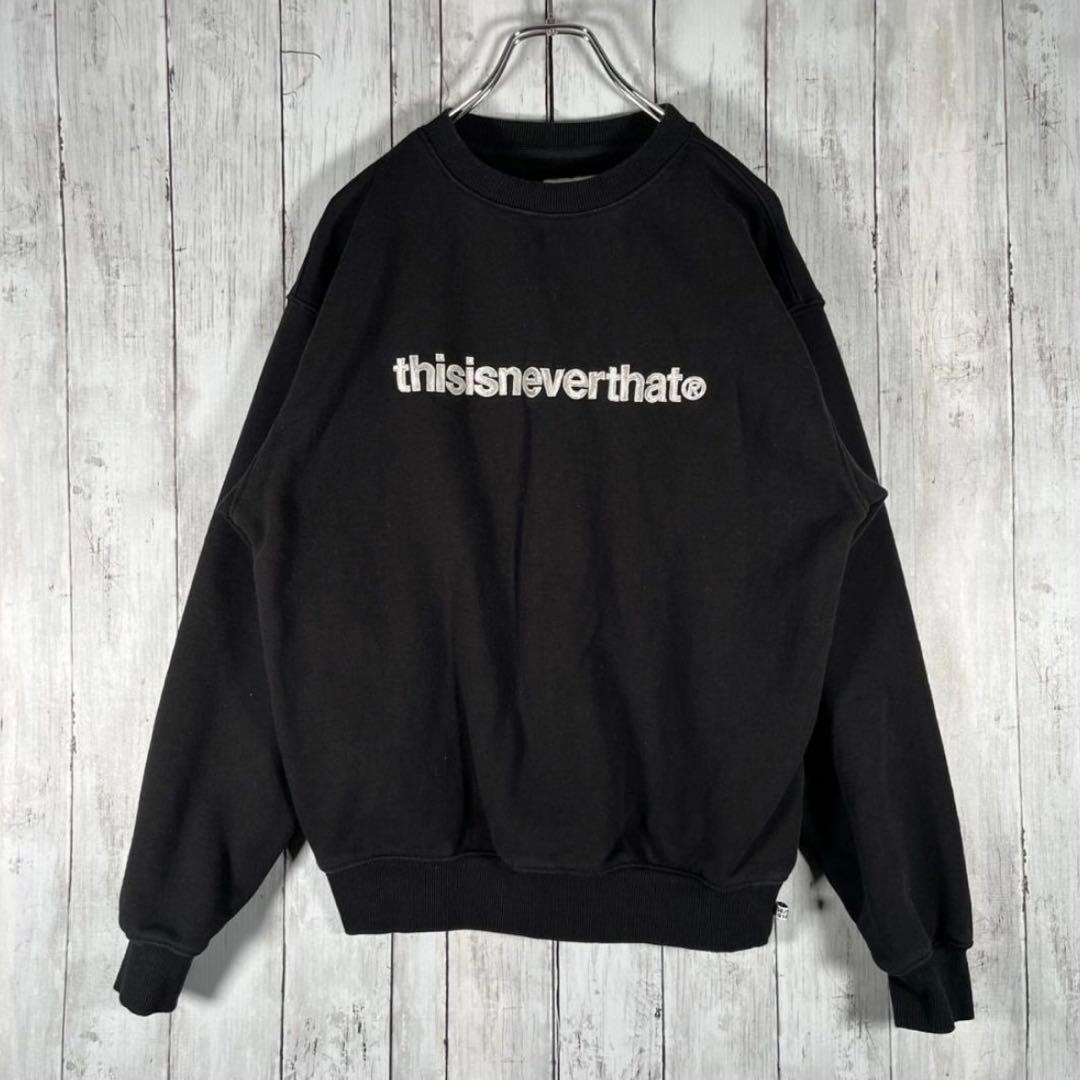 ディスイズネバーザット スウェット トレーナー 刺繍ロゴ ブラック S