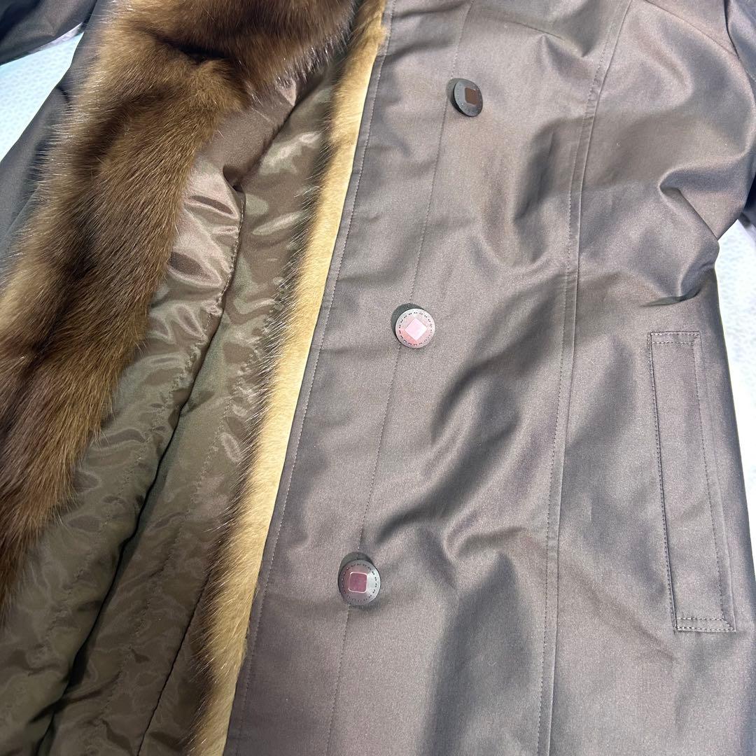 美品✨ロシアンセーブル × シルク混 ロングコート 本毛皮