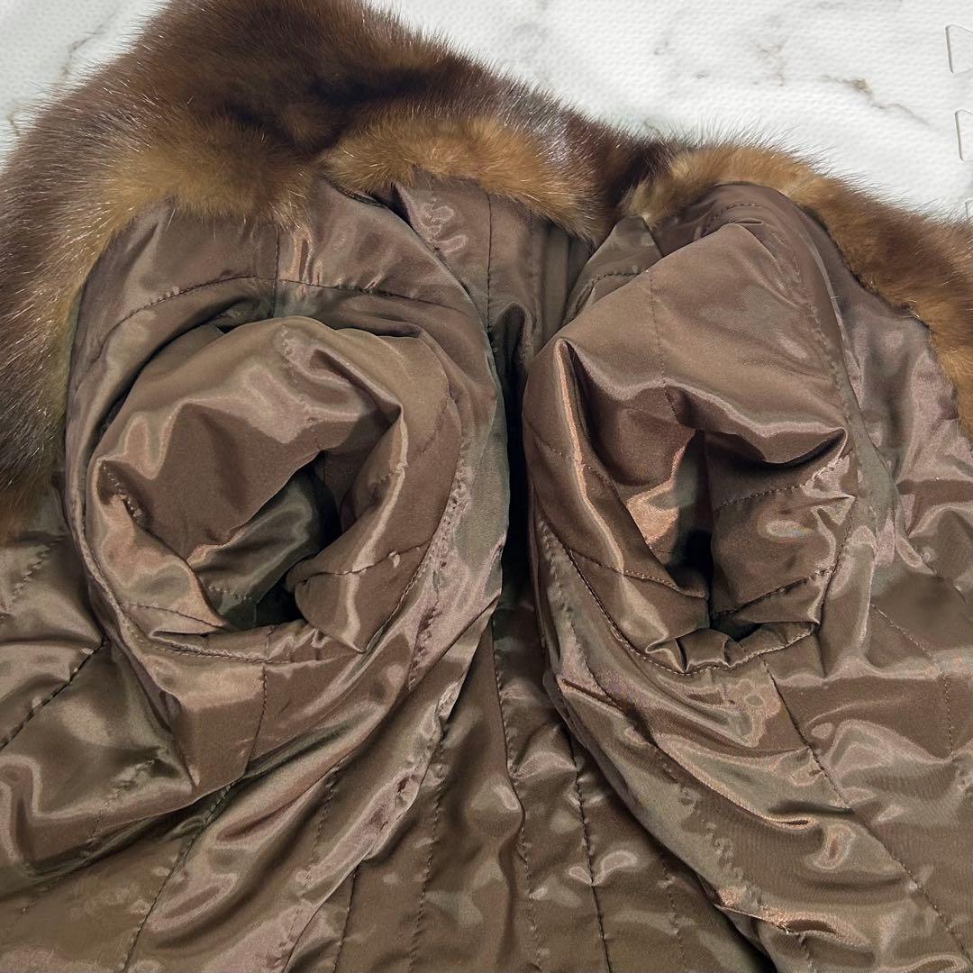 美品✨ロシアンセーブル × シルク混 ロングコート 本毛皮