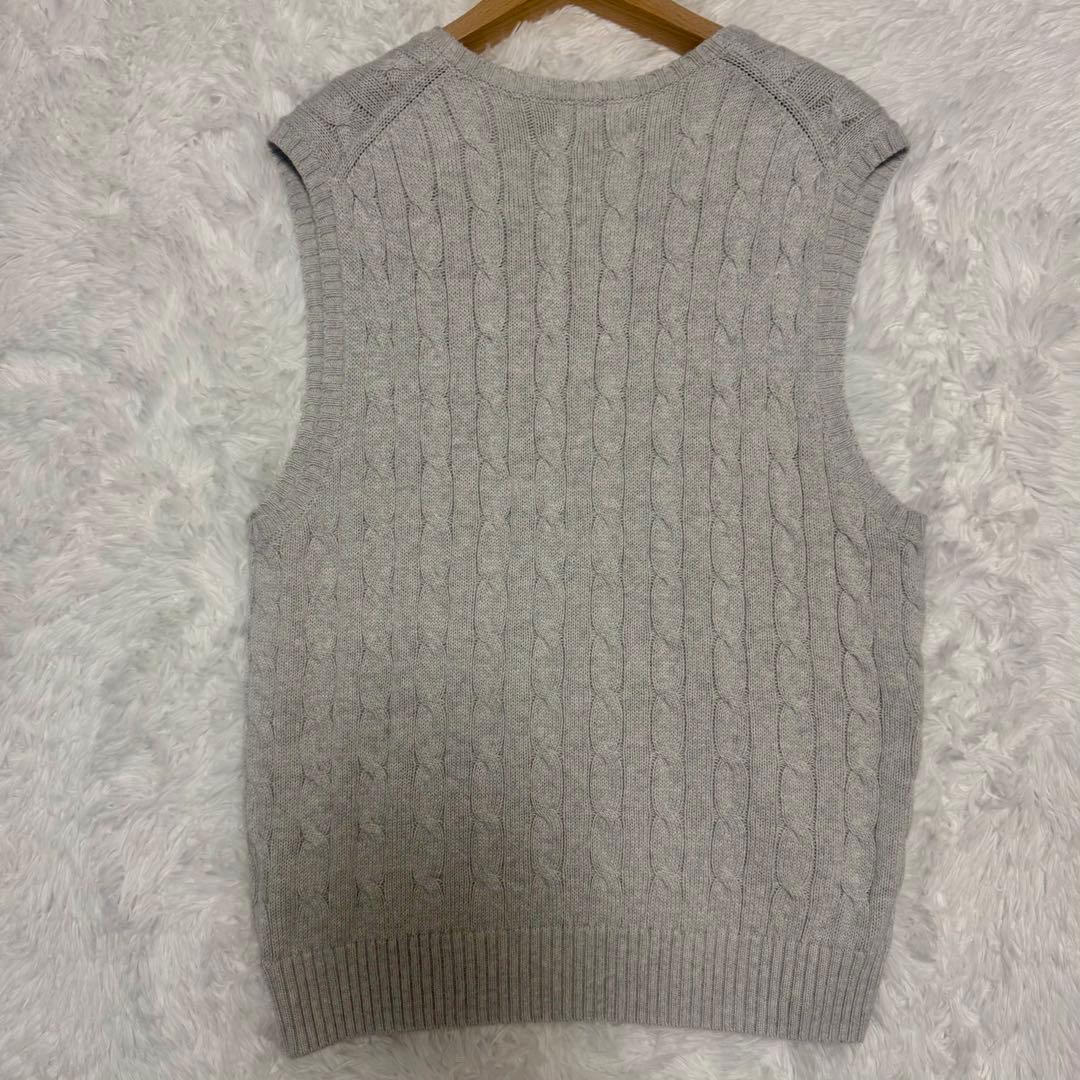 美品✨ポロラルフローレン　ケーブルニットベスト L グレー ポニー刺繍 現行タグ