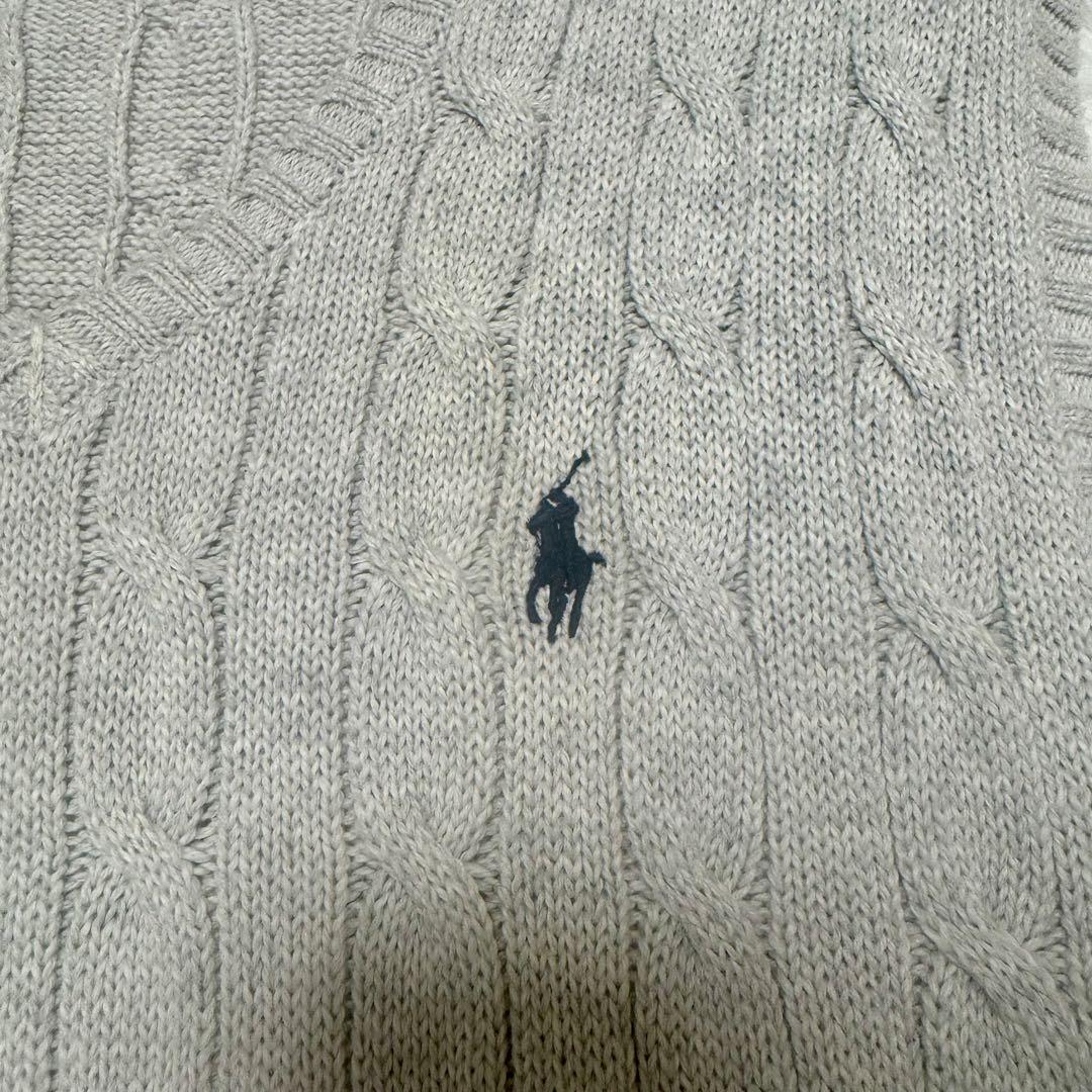 美品✨ポロラルフローレン　ケーブルニットベスト L グレー ポニー刺繍 現行タグ