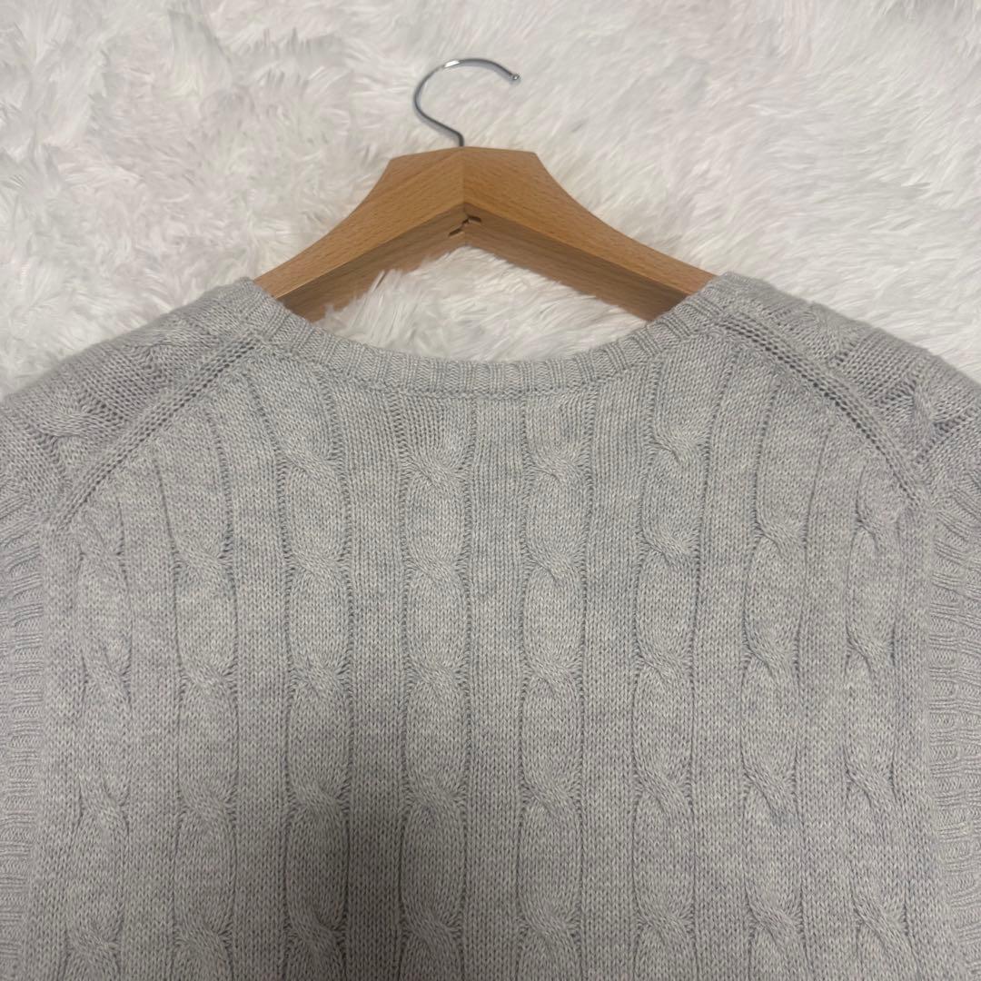 美品✨ポロラルフローレン　ケーブルニットベスト L グレー ポニー刺繍 現行タグ