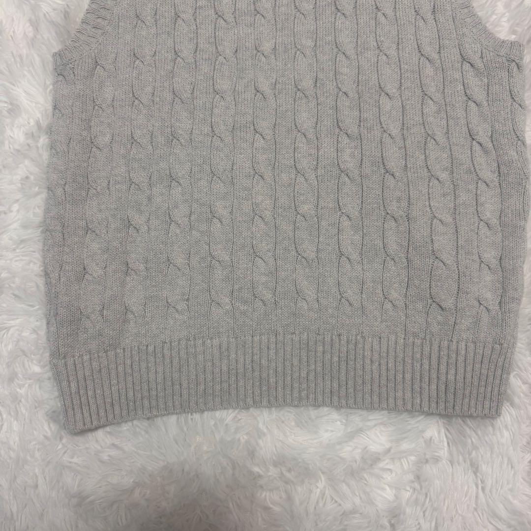 美品✨ポロラルフローレン　ケーブルニットベスト L グレー ポニー刺繍 現行タグ