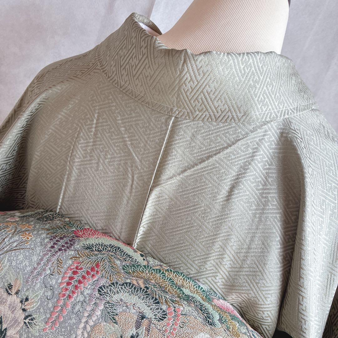 訪問着　フルセット　着物　正絹　入学式　卒業式　しつけ付　絞り　大人の淡色　J3