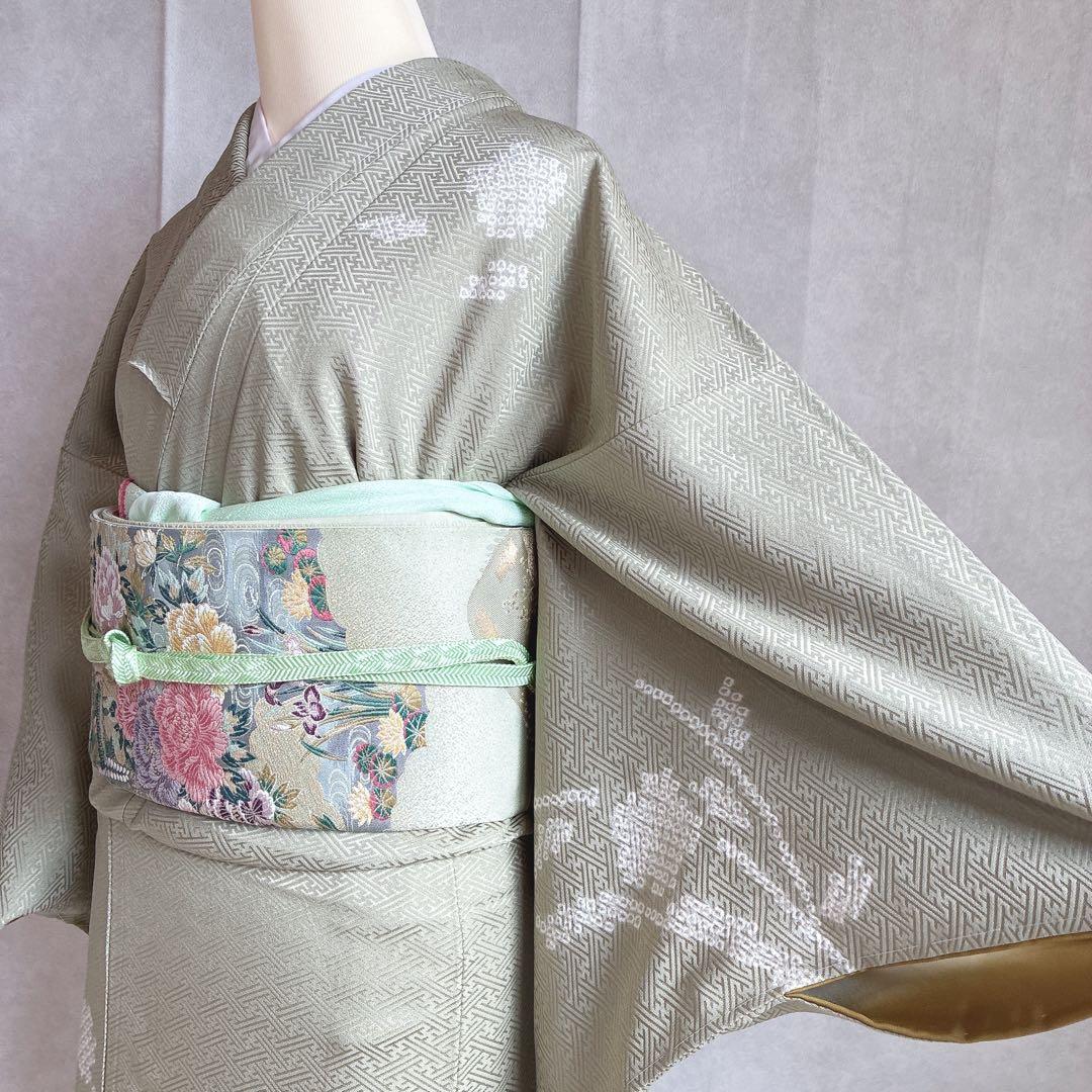 訪問着　フルセット　着物　正絹　入学式　卒業式　しつけ付　絞り　大人の淡色　J3