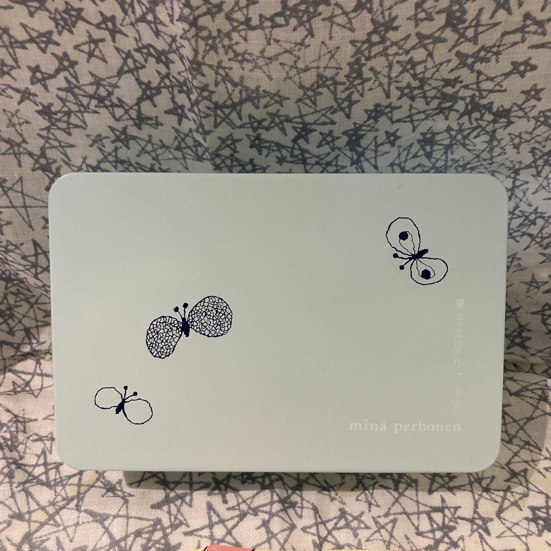 銀座菊廼舎　135周年缶　花紫　北澤平祐　ミナペルホネン　ルスルス缶　クッキー