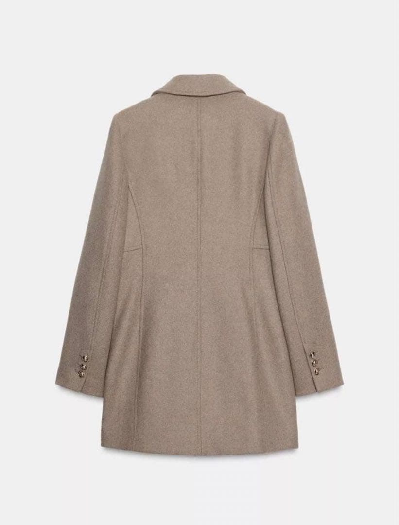 ZARA ウール混紡ショート丈ダブルブレストコート ライトミンク XS