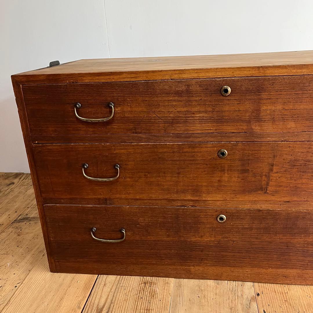 アンティーク 3段 タンス チェスト テレビ台 ローボード 展示台 無垢材