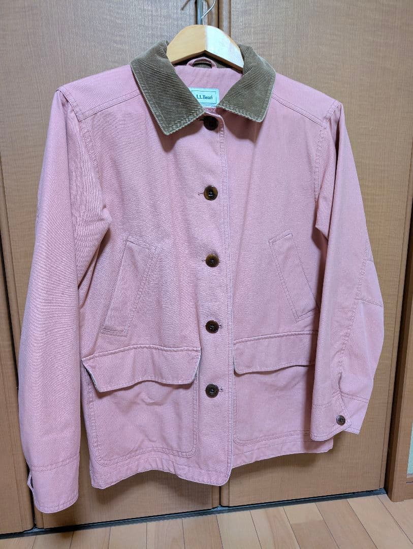 L.L.Bean フィールドコート サーモンピンク コーデュロイ襟付き