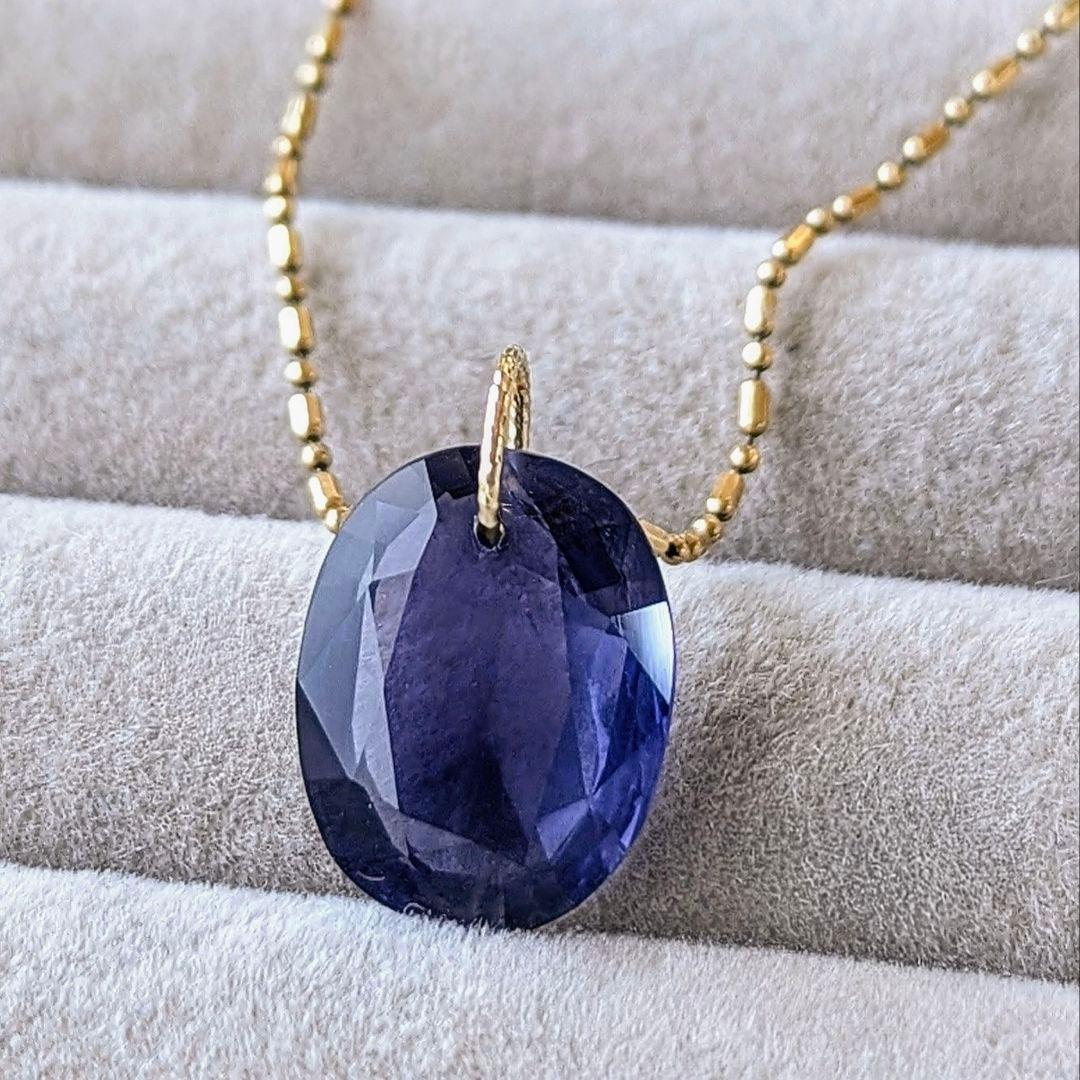 ♢容音♢K18 大粒アイオライト5.88ct チャーム ペンダントトップ