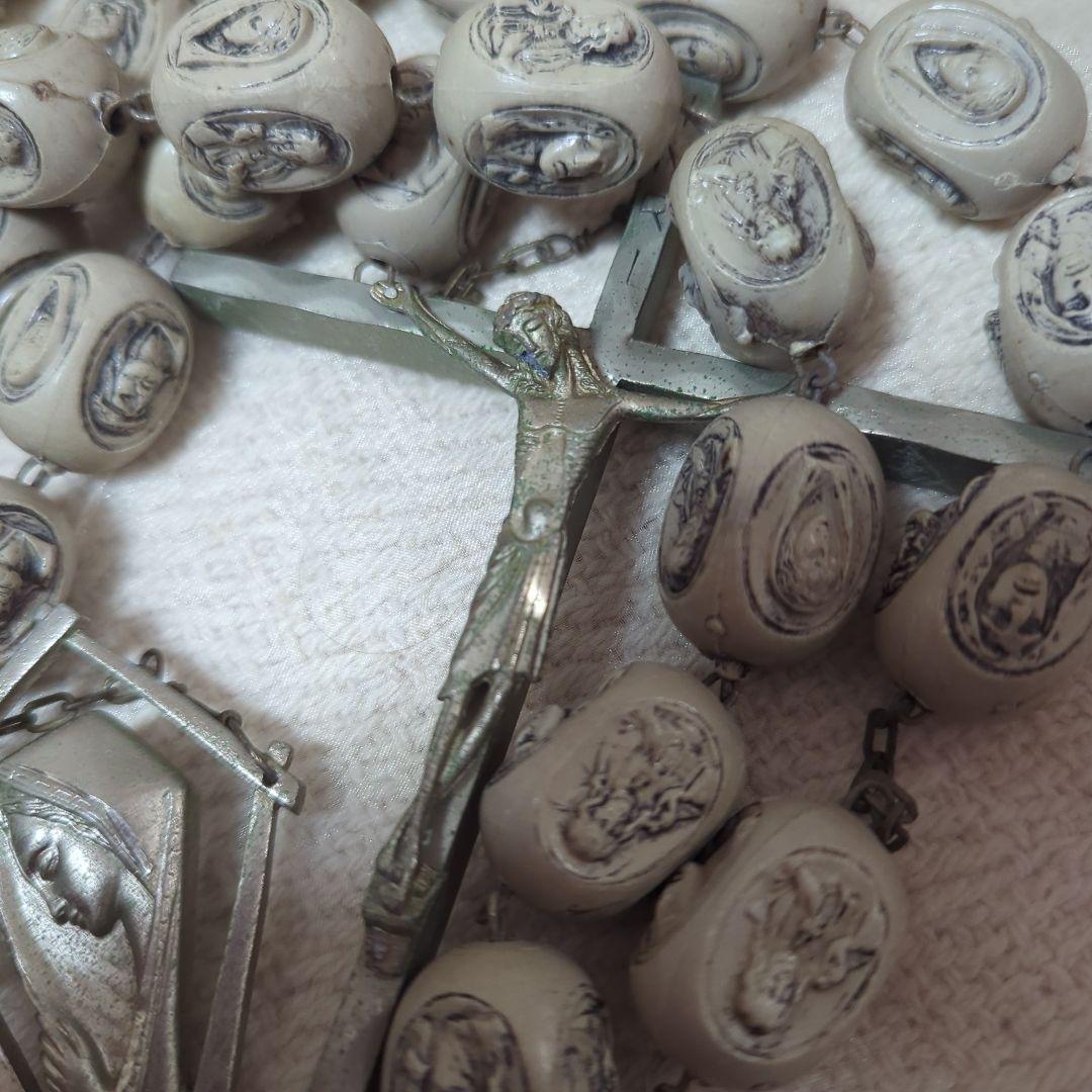 ビンテージ イタリア製 ロザリオ 長さ 160cm マリア キリスト カトリック