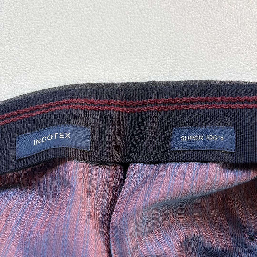 1T0031 INCOTEX ウールサキソニーソリッド テーパードパンツ 44