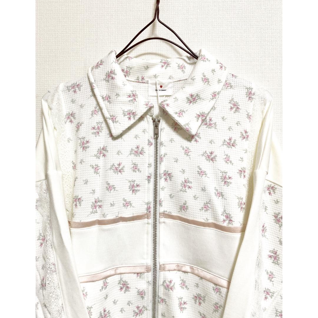 merry jenny 新品 ピンク floralコンビトラックジャケット