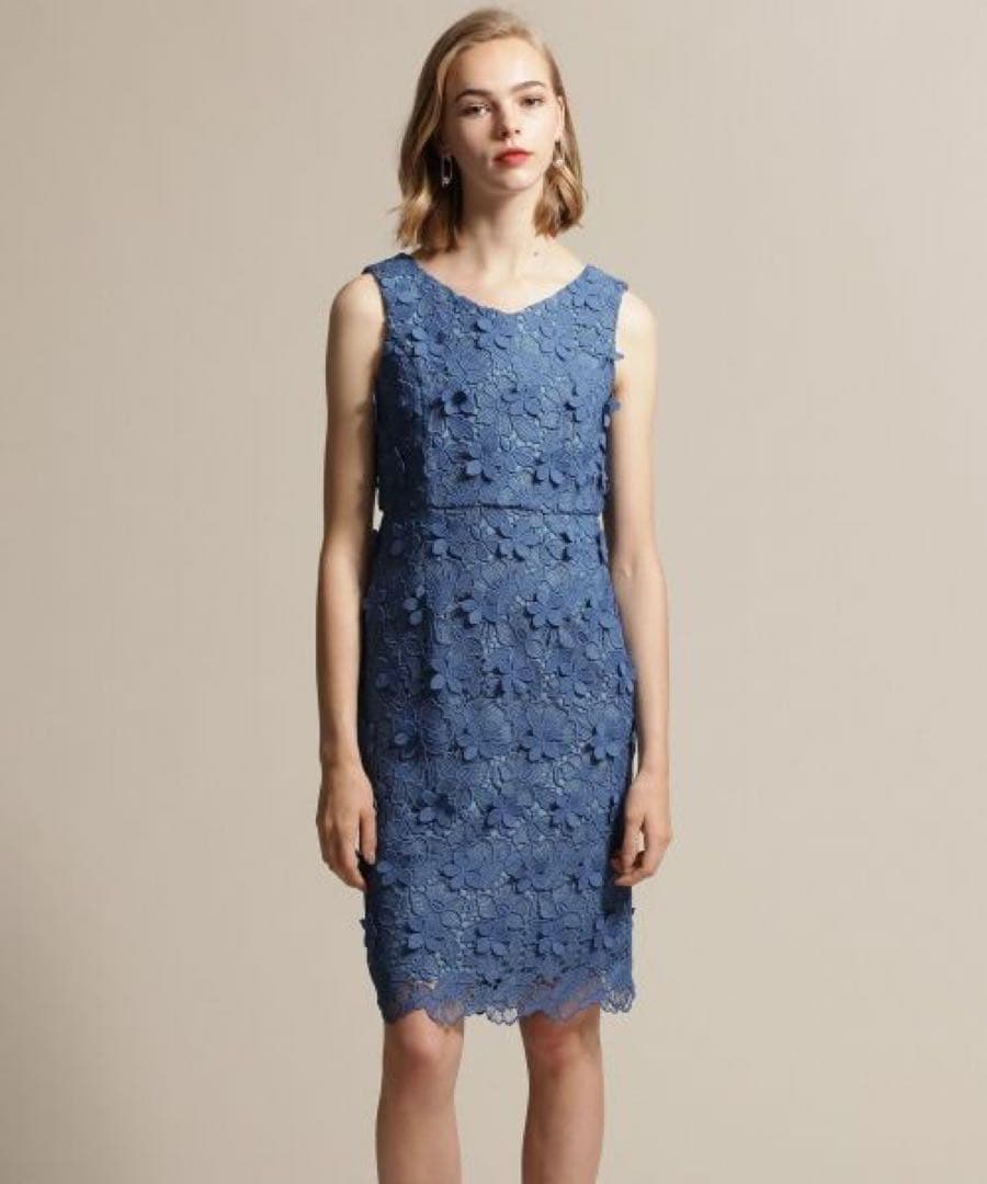 【美品】グレースコンチネンタル フラワーレースタイトワンピースピンク 36