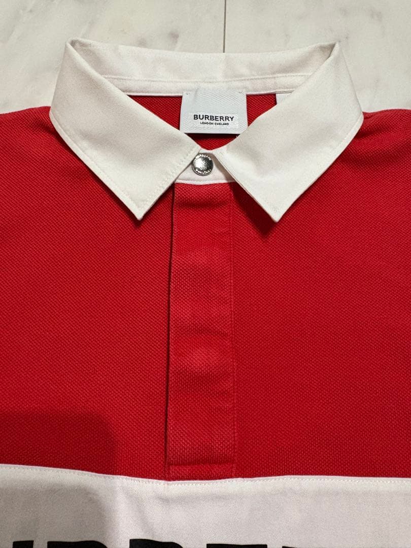 大人もOK バーバリー　キッズ　14Y 赤✖️チェック柄　長袖ポロシャツ