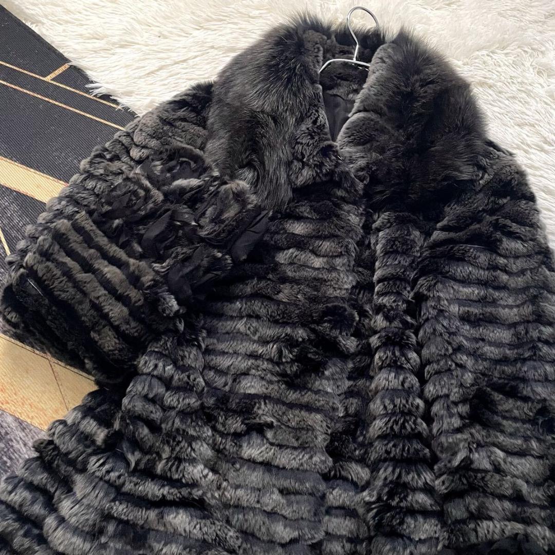 近年人気モデル/横段 軽量 フォックス/レッキス ロング ファーコート 毛皮