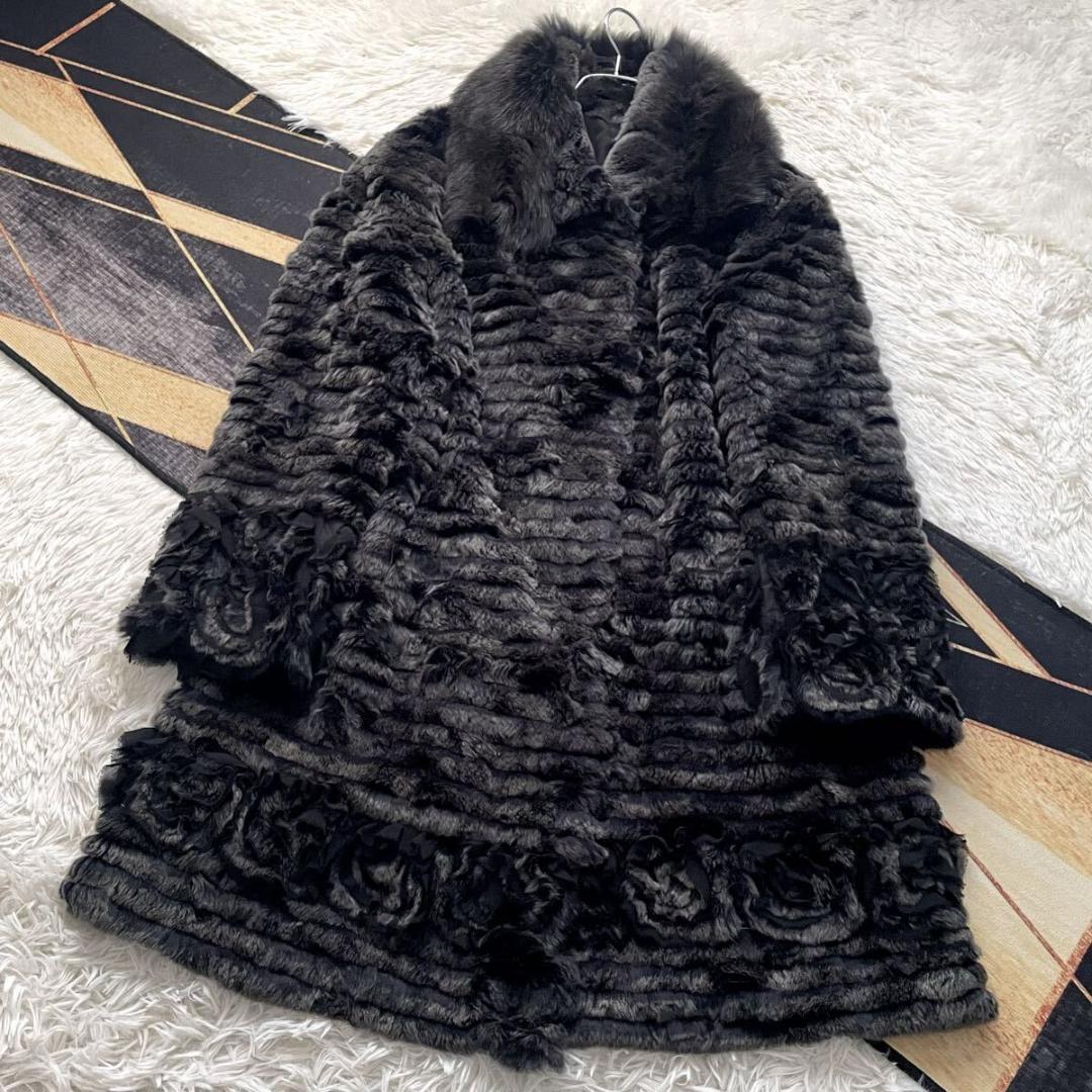 近年人気モデル/横段 軽量 フォックス/レッキス ロング ファーコート 毛皮