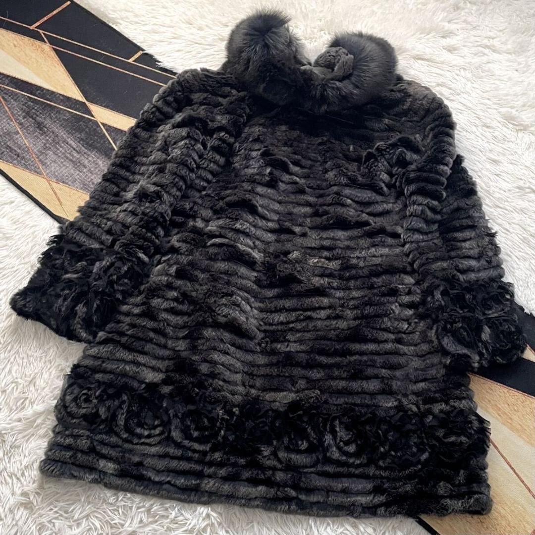 近年人気モデル/横段 軽量 フォックス/レッキス ロング ファーコート 毛皮