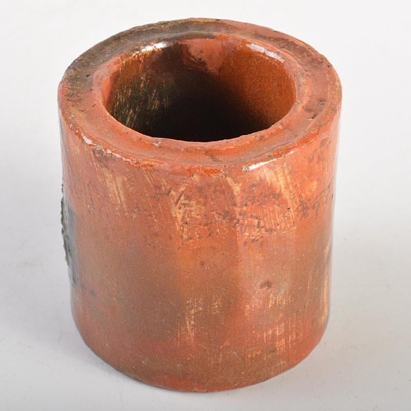 茶道具　楽吉左衛門　九代了入作　赤輪蓋置　裏千家十四代淡々斎極め箱　CR7434