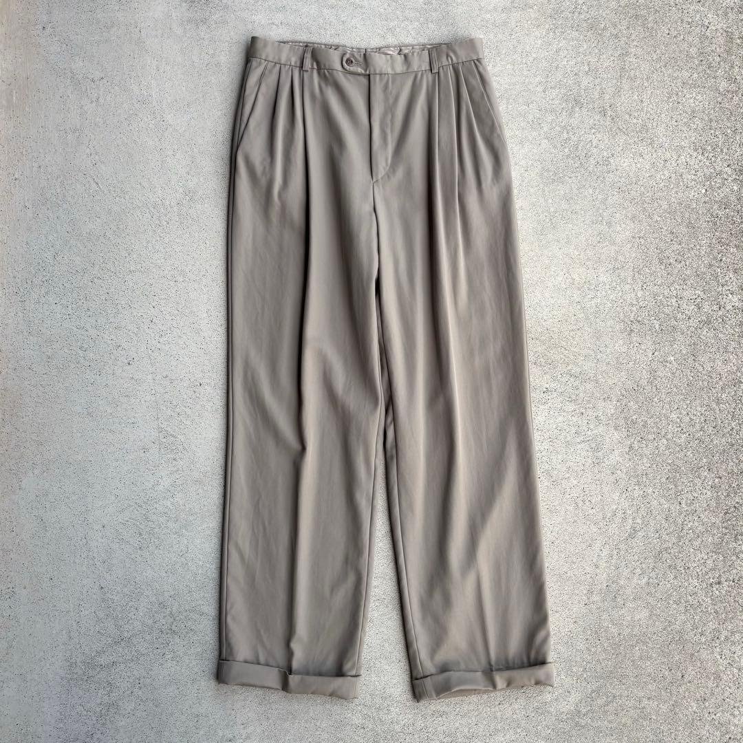 上質◎イタリア製 Zanella 3タック レーヨンワイドスラックス W34