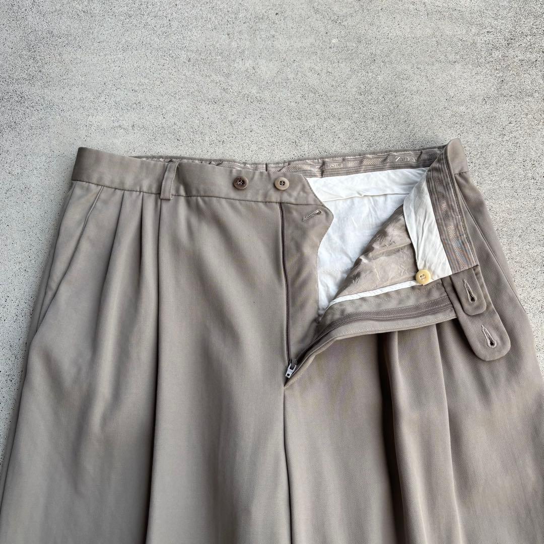 上質◎イタリア製 Zanella 3タック レーヨンワイドスラックス W34