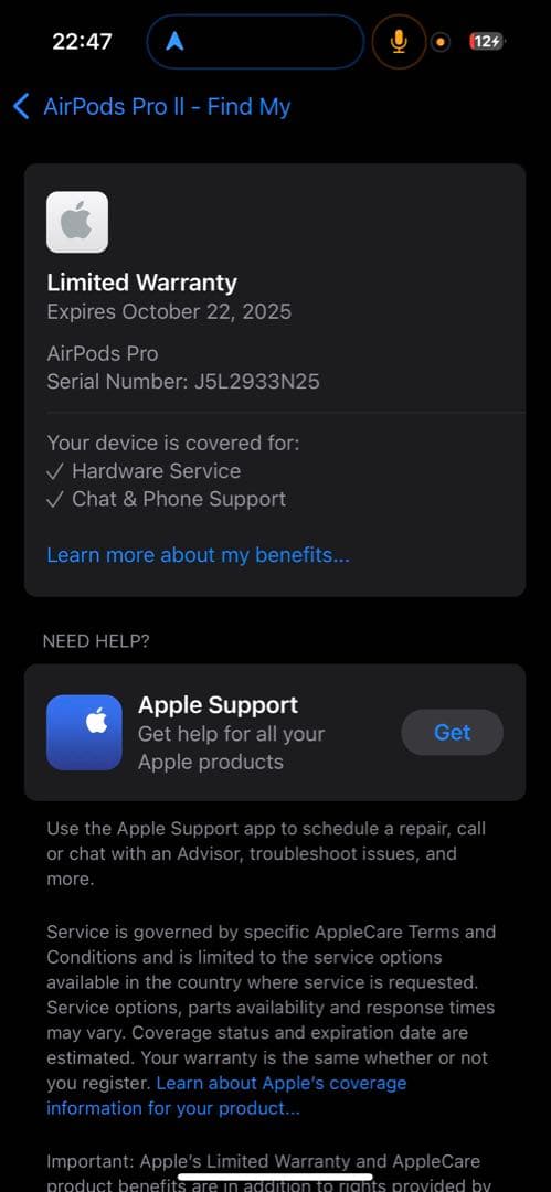 極美品　保証付AirPods Pro(L) 第二世代 A3048