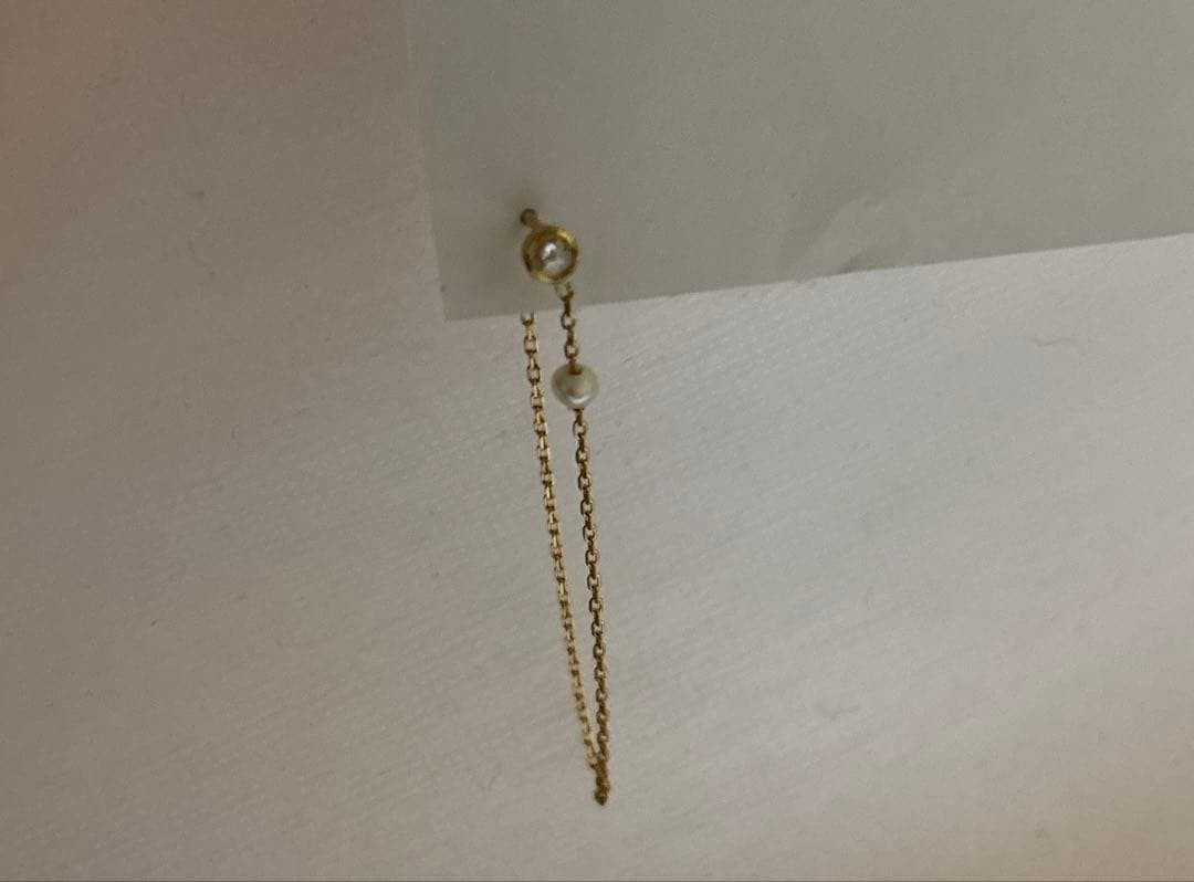 Sweet Pea ダイヤ パールチェーンループピアス 片耳 K18