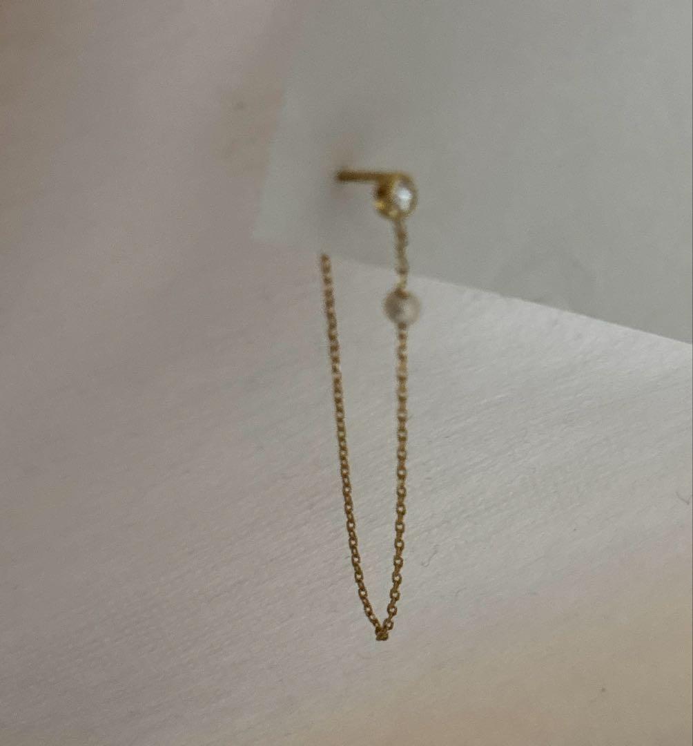 Sweet Pea ダイヤ パールチェーンループピアス 片耳 K18