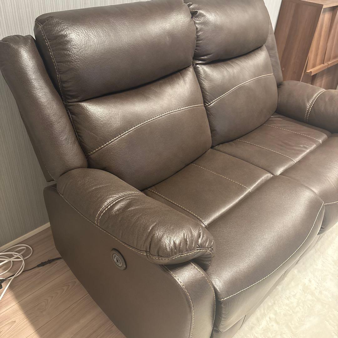 ブラウンリクライニングソファ 2人掛け