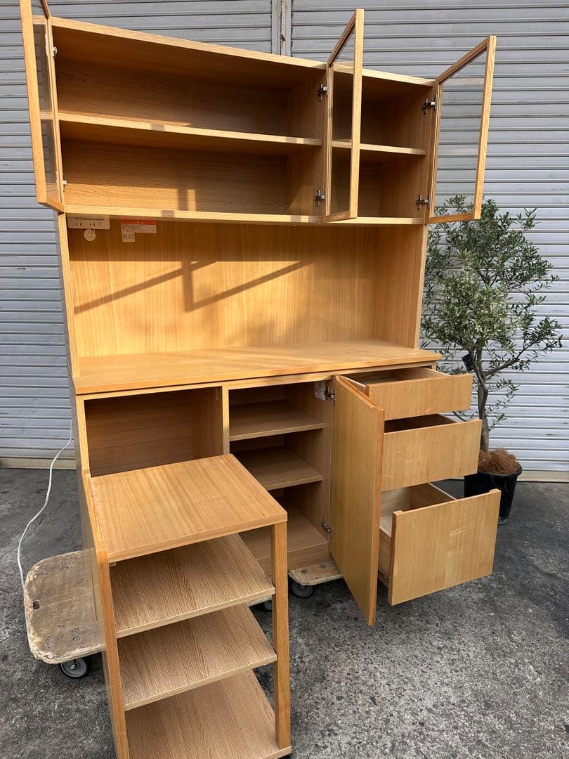 【無印良品】木製カップボード・幅１２０ｃｍ・オーク材【送料込】